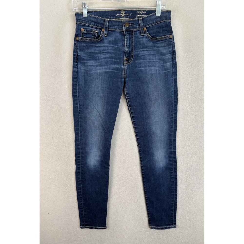 7 For All Mankind Jeans Women's Sz 28 Cropped Gwenevere Mid Rise Blue Denim